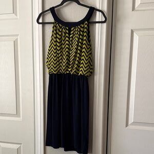 Enfocus Studio Black and Yellow Chevron Dress